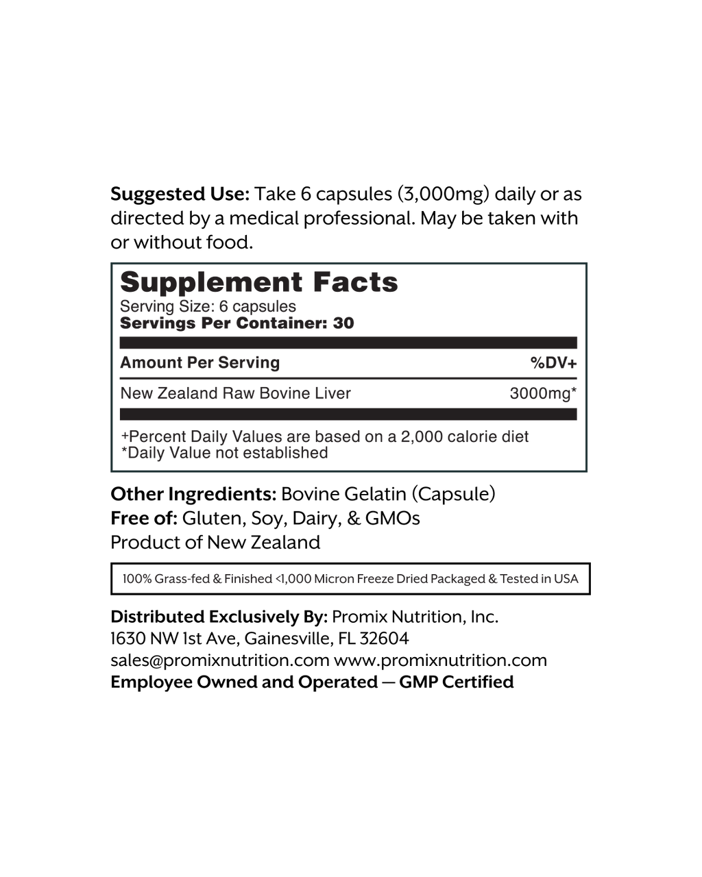 Promix Raw Liver Capsules - Refill Pouch