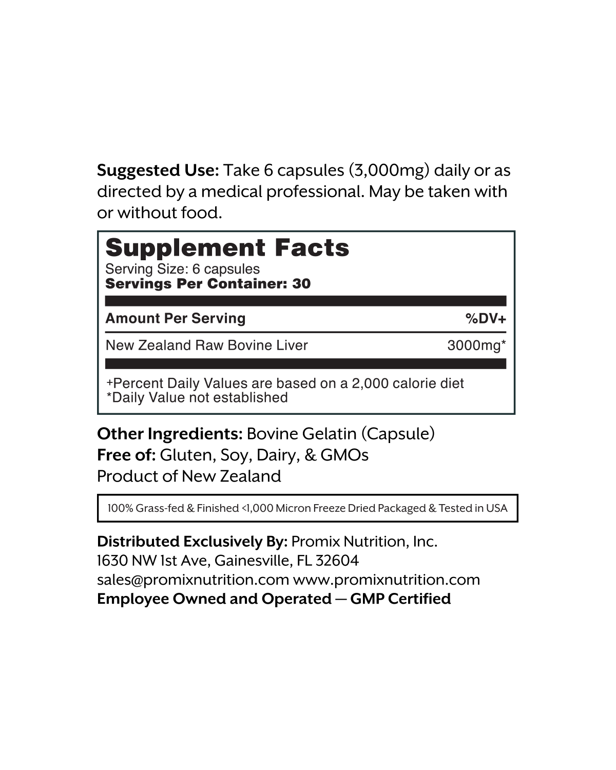 Promix Raw Liver Capsules - Refill Pouch