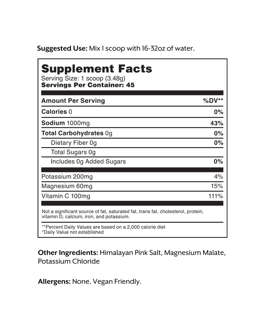 Unflavored Electrolyte Drink Mix