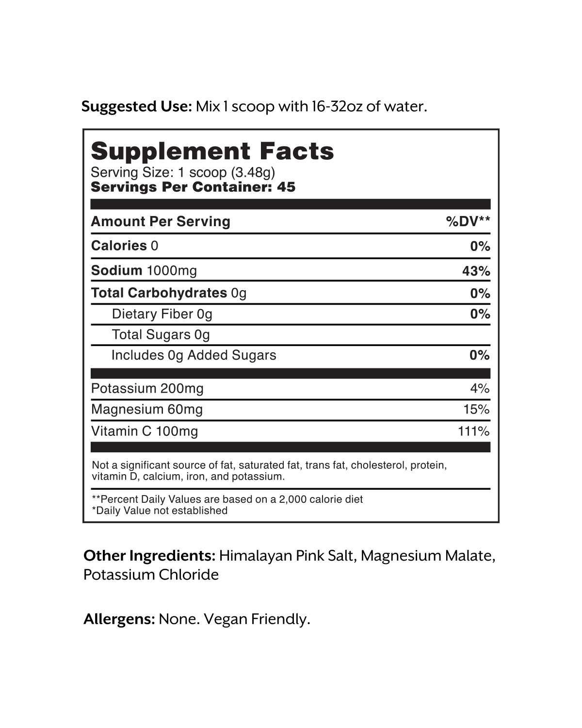 Unflavored Electrolyte Drink Mix